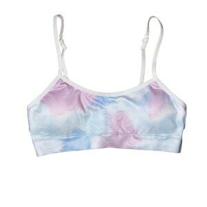 Girls Tie-Dye Adjustable Strap Soft Bra M White/Pink/Blue 1697